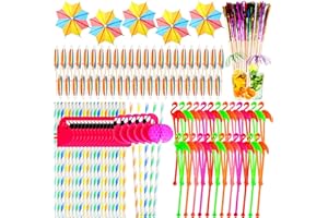 KEYIDO AWCIGG 200 Pièces Décorations de Cocktail, Parasol Cocktail, Paille Cocktail, Agitateurs à Cocktail Flamingo, d'artifice Cocktail Bâtons, Décoration de Table pour Mariage Anniversaire d'Eté