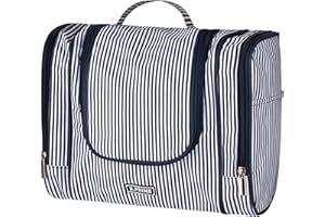 B.PRIME – kosmetyczka Classic XL granatowy/biały – torba na kosmetyki premium o dużej pojemności, do zawieszenia – wymiary 28 x 13 x 22 cm