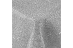 Spotjoy Glitzer Leinenoptik Tischdecke Abwaschbar Rechteckig 100 x 140 cm Tischtuch Lotuseffekt Wasserabweisend Tischwäsche Fleckabweisend - Grau