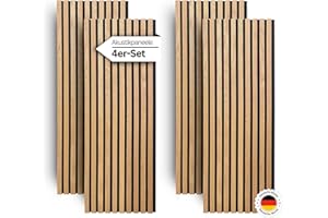 Monlinger Akustikpaneele Holz im 4er-Set | Wandpaneele Holz für beste Raumakustik | 4 Stück je 110 x 40 x 2,1cm | umweltfreundliche Wandpaneele & Holzpaneele Wand Lösung