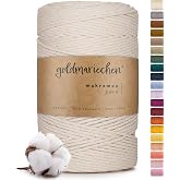 Naturell (Natural) Premium Macrame Cord 3 mm x 200 m 100% Cotton Cord for DIY Wall Decoration Dream Catcher Crafts