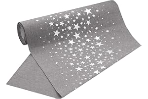 100%Mosel Runner da Tavola Effetto Lino Grigio, Stelle in Argento (28 cm x 5 m), Fascia da Tavola, elegante Decorazione da Tavola per Natale & Avvento speciali