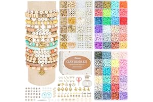 Pizooro Clay Beads 3 Boxes Bracelet Making Kit, 10500pcs Beads for Jewelry Making, Letter Beads with Charm and Elastic Strings, Friendship Bracelets Holiday Gifts for Girls Adults