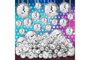 Funtery Silver Mirror Disco Balls, Pack of 100, 5 Sizes, Party Decoration, Christmas, Valentines, KTV, Home, Nightclubs, Stages, Weddings and Birthdays