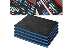 Precision Defined per Cassette degli Attrezzi - Inserti in Schiuma per Custodie, Shadow Foam, Attrezzi - Nero/Blu (40,6 x 30,4 x 2,54 cm, Confezione da 4)
