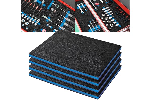 Precision Defined Skum för verktygslåda - Skuminsatser för fodral, Mouss Shadow, Skum för verktyg, Polyetenskum - Svart/Blå (40,6 x 30,4 x 2,54 cm, 4-pack)