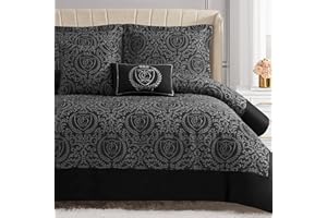 Juicy Couture Dovona Bedding Set 5-Piece King Comforter Set, Black