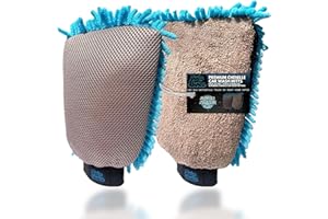 Sudz Budz® Premium Rękawica do Samochodu z Mikrofibry Chenille, Zestaw 2 szt. Dwustronna Rękawica do Szorowania i Rękawica Frotte 2 w 1