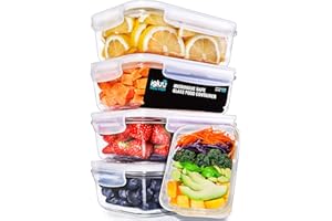 Igluu Meal Prep - Recipientes De Vidrio Para Comida Tapa Transparente - Libres De BPA - Aptos Para Microondas, Congelador, Horno y Lavavajillas - Set de 5 + 1 Tapa Gratis
