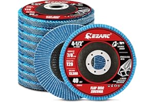EZARC Disco Lamellare 10 Pezzi, Dischi Lamellari Ø 115mm x 22 mm, Grana 40 Dischi Abrasivi Lamellari, Adatto per Acciaio Inossidabile Metallo e Legno per Smerigliatrice Angolare