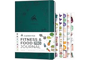 Clever Fox Fitness & Food Journal PRO – Daily Workout & Meal Planner for Women & Men – Exercise & Weight Loss Diary Notebook, 18 x 25.5cm (Dark Teal)