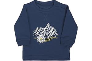 Baby Pullover Jungen Mädchen - Kompatibel mit Oktoberfest Outfit - Edelweiß Berge Wandern Wanderlust Berg Ruft Alpen - 6/12 Monate - Navy Blau - Trachten bayrische bayerisch boarisch bayrisches