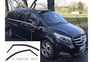 AC WOW 2x Deflettori D'Aria Compatibile con Mercedes Benz Vito Viano Classe V W447 2014-present, MK3 Antiturbo Per Auto Vetro Acrilico Anti Vento Guardia di Pioggia Sole Neve Qualità premium PMMA