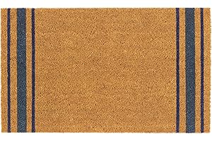 My Mat Printed Coir Doormat, Perfect for Indoor and Outdoor Use, Large Welcome Mat for Front Door, Entryway and Patio (Navy Border Stripe)