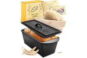 KRUSTENZAUBER Krustenzaubер forma do pieczeć chleba z pokrywką i koszem do fermentacji - wytrzymała forma z żeliwa 28 cm, idealna do pieczenia chleba tostowego