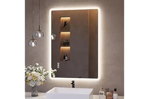 S'bagno Bathroom-Mirror-with-LED-Lights 500x700 mm, LED-Bluetooth-Bathroom-Mirror, Anti-Fog, 3 Colors, Dimining, Memory, Tempered Glass, IP44 Waterproof, Horizontal/Vertical