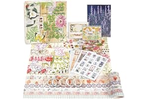 Lychii Scrapbooking Kit, 354 Pieces Kit with A6 Notebook, Washi Tape, Stickers, Scrapbook Paper, for Kids DIY, Birthday Gift, Children's Day Gift (Plant Theme)
