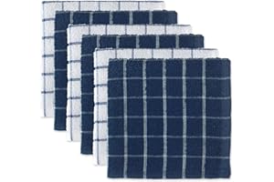 DII Basic Terry Collection Fensterscheiben-Geschirrtuch-Set, 30,5 x 30,5 cm, nautisches Blau, 6-teilig