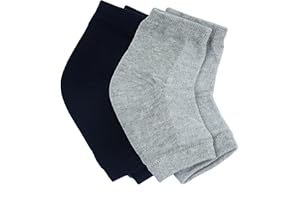 Aokbean 2 pares de Calcetines de gel de Silicona Hidratante para el Talón con red para piel Seca Dura y Agrietada (Gris + Negro)