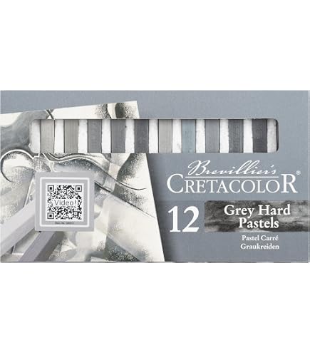 Honsell Jaxell Square Pastels - 12 Grey Tones Set For Artists & Students