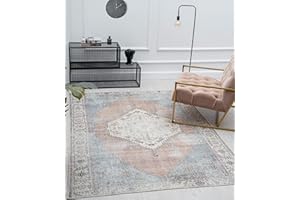 the carpet Zen klasyczny dywan do salonu w stylu vintage, w nowoczesnym stylu "used look", super płaski, nadaje się do prania w temperaturze do 30 stopni, bawełniany spód, orientalny wzór,
