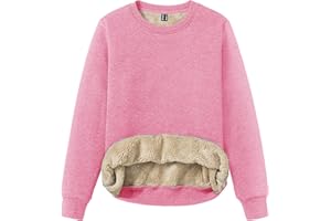 TACVASEN Pullover Damen Sweatshirt Baumwolle Langarmshirt Rundhals Ohne Kapuze Winter Basic Fleecepullover Warme Casual Oberteil Elegant Tops Bluse