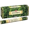 HEM Rain Forest Incense Sticks - Box of Six 20 Stick Hex Tubes | Enchanting Tropical Fragrance | Hand Rolled in India | Perfect for Meditation | Long-Lasting Aroma | Burning Time: 35-40 Minutes Each