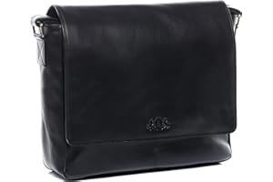 SID & VAIN® messenger bag ETON unisexe - grand cartable sac à bandoulière 15.4 pouces laptop iPad 15 classeur - sac pour pc portable homme et femme en cuir véritable