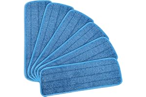 Wellehomi Mop Pads, 6 PCS Microfibre Replacement Mop Pads Cleaing Pads Suitable for Most Wet and Dry Mops (6PCS-Blue)