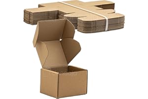EPIEZA Pack cajas 10.5 x 8 x 7 cm | cartón pequeñas, para envíos ecommerce automontables kraft, paqueteria, almacenaje, packaging, regalos, envio postal, Ideal ecomerce (Pack 25, Marrón)