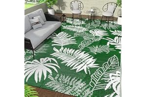 Falflor 240x300cm Large Outdoor Rug for Patio Waterproof Reversible Plastic Camping Rug UV Resistant Picnic Blanket Large Floor Mat for RV Patio Beach Backyard Deck (Green)