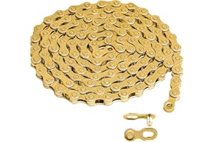 Hycline Bike Chain 6/7/8-Speed, 116 Links Bicycle Chain 1/2 x 3/32 Inch, Special Steel for Road Mountain Racing Cycling - Gold