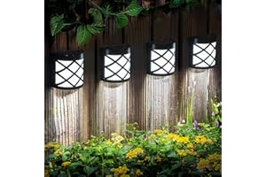 Solpex Solar Wall and Fence Lights, 4 Packs Waterproof 6 LED Deck Lights, Decorative Outdoor for Fence, Deck, Patio, Stairs, Yard, Pathway (Cold White)