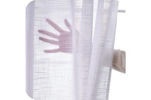 Topfinel Tende per Interni Lino Voile Oscuranti a Pannello Traslucido Tende 140x260 cm Bianche Semitrasparenti con Occhielli per Camera da Letto per Soggirono 2 Pannelli