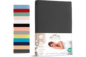 ‎LIVESSA Livessa Spannbettlaken 140x200cm aus Baumwolle Single-Jersey Stoff 140 g/m², Spannbetttuch/Bettlaken mit 30cm Matratzenhöhe, Ultra weich und atmungsaktiv, passt auch für 150x200 cm Matratzen