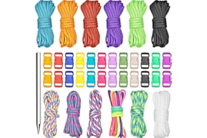 Inntek 12 Stück 10 Fuß Paracord Schnur 550 Paracord Seile, Paracord Armband Paracord Bänder Set mit 24 Paracord Steckverschluss für DIY Armbänder, Schlüsselanhänger,Hundeleinen, Leinen, Zeltseil