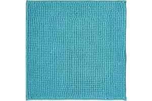 Decomira Alfombra de Baño Antideslizante de Chenilla | Alfombrilla súper Absorbente y Lavable a máquina | para el baño, la Ducha, la bañera o como Alfombra WC | Turquesa - 45x45 cm