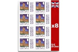 ALBIAN TRADING Christmas 1st Class Stamps (8 Pack) - 1st Class - Christmas Edition Barcoded Self Adhesive UK Letter Postage Stamps for Postage - (8 Total)