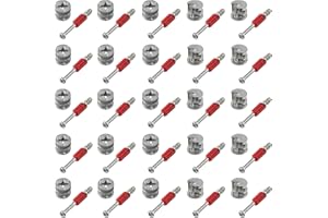 AERZETIX - C65853 - Lot de 25 ferrures d'assemblage à excentrique encastrée + 25 goujon Ø6x44 mm - pour panneau de 18 mm - en acier - menuisier ébéniste meuble bois MDF mélaminé placard tourillons