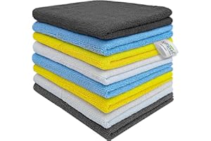 SOFTSPUN Microfiber Basic Cleaning Cloths, 8 pcs 40x40cms 280GSM Multicolor! Highly Absorbent Lint and Streak Free Multipurpo