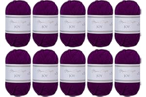 Utopia Crafts JOY Lot de 10 pelotes de fil à tricoter et à crochet uni - Doux et facile d'entretien - 100% polyacrylique - 150 m - Aamarante