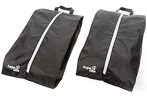 HOPEVILLE Extra große Schuhtaschen im 2er Set, Premium wasserundurchlässige Schuhbeutel trennen saubere Kleidung von schmutzigen Schuhen auf Reisen, Freizeit und Urlaub (Schwarz)