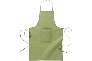 MIRAMAI Grembiule da Cucina Lungo Chef Unisex in Cotone Riciclato Eco Friendly Elegante con Tasca Frontale, Grembiuli Coton Tessuto Tela Green Ecologico da Cuoco Lavabili e Riutilizzabili