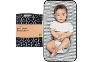 KEABABIES Portable Diaper Changing Pad - Waterproof Foldable Baby Changing Mat - Travel Diaper Change Mat - Lightweight Changing Pads for Baby - Baby Changer - Machine Washable - Small Changing Pad (Black Geo)