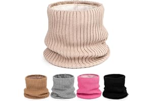 molti Kinder Winter Loop Schal mit Fleecefutter – gestrickter Schlauchschal & Halswärmer | warm, weich & hautfreundlich | Farben: Beige, Grau, Schwarz, Rosa | Unisex Jungen & Mädchen