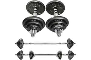 PROIRON 20kg/30kg Adjustable Dumbbells Weights set for Men Women, Cast Iron Dumbell Barbells set, Strength Training Equipment Home Gym Fitness, Hand Weights, Free Weights Bar Bell for Weight Lifting