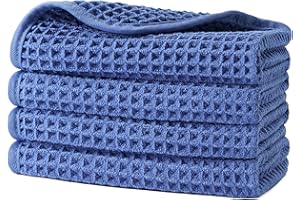 Polyte - Toalla para la Cara de Microfibra superabsorbente antipelusa - Punto gofrado - 33 x 33 cm - Pack de 4