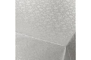 ‎DECOHOMETEXTIL HEIMTEXTILMANUFAKTUR Wachstuch Wachstischdecke Gartentischdecke Tischdecke Blumen Relief Grau Silber Geprägt Breite & Länge wählbar 90 x 80 cm abwaschbar