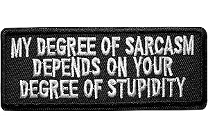 PATCH CAMELEON-SHOP Écusson Mon Degré de Sarcasme Dépend de Ton Degré de Stupidité Patch Biker Motard 4x10cm CameleonShop