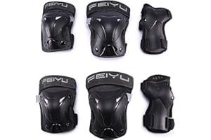 ‎SELIGHTING Selighting Protektoren Sets für Kinder Erwachsene Knieschoner Ellenbogenschützer Handgelenkschoner Set Schwarz für Radfahren Roller Skating Inline-Skate